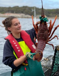 Jennifer Smith holding a huge lobster